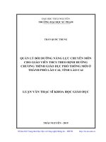 Quản lý bồi dưỡng năng lực chuyên môn cho giáo viên THCS theo định hướng chương trình giáo dục phổ thông mới ở thành phố lào cai, tỉnh lào cai​ 