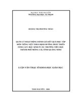 Quản lý hoạt động đánh giá kết quả học tập môn tiếng việt theo định hướng phát triển năng lực học sinh ở các trường tiểu học thành phố móng cái, tỉnh quảng ninh​ 
