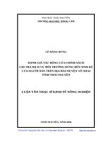 Đánh giá tác động của chính sách chi trả dịch vụ môi trường rừng đến sinh kế của người dân trên địa bàn huyện võ nhai tỉnh thái nguyên​ 