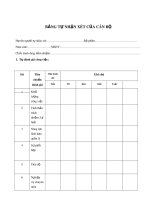 Mẫu Bảng tự nhận xét của cán bộ