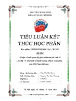 Tiểu luận Chính trị học đại cương: Lý luận về mối quan hệ giữa chính trị và kinh tế, liên hệ với nền kinh tế định hướng xã hội chủ nghĩa của Việt Nam hiện nay