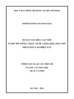 Luận án Tiến sĩ Văn hoá học: Di sản văn hoá vật thể ở thủ đô Viêng Chăn, nước Cộng hoà dân chủ nhân dân Lào hiện nay