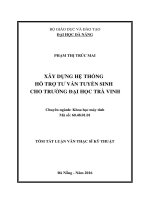 Tóm tắt luận văn Thạc sĩ Kỹ thuật: Xây dựng hệ thống hỗ trợ tư vấn tuyển sinh cho trường Đại học Trà Vinh