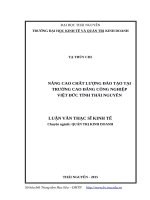 Nâng cao chất lượng đào tạo tại trường cao đẳng công nghiệp việt đức, tỉnh thái nguyên 