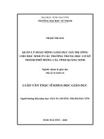Quản lý hoạt động giáo dục giá trị sống cho học sinh ở các trường trung học cơ sở thành phố móng cái, tỉnh quảng ninh​ 