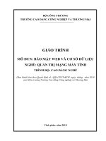 Giáo trình Bảo mạng web và cơ sở dữ liệu (Nghề: Quản trị mạng máy tính) - CĐ Công nghiệp và Thương mại