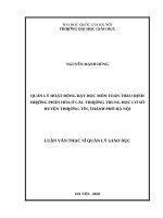 Quản lý hoạt động dạy học môn toán theo định hướng phân hóa ở các trường trung học cơ sở huyện thường tín, thành phố hà nội​ 