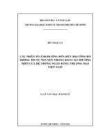 Luận văn Thạc sĩ Kinh tế: Các nhân tố ảnh hưởng đến mức độ công bố thông tin tự nguyện trên báo cáo thường niên của hệ thống ngân hàng thương mại Việt Nam