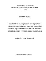 Luận văn Thạc sĩ Kinh tế: Các nhân tố tác động đến huy động vốn tiền gửi khách hàng cá nhân tại Ngân hàng thương mại cổ phần Phát triển Thành phố Hồ Chí Minh - Khu vực thành phố