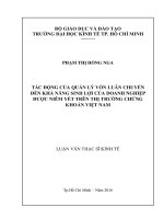 Luận văn Thạc sĩ Kinh tế: Tác động của quản lý vốn luân chuyển đến khả năng sinh lợi của doanh nghiệp được niêm yết trên thị trường chứng khoán Việt Nam
