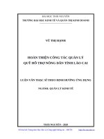 Hoàn thiện công tác quản lý quỹ hỗ trợ nông dân tỉnh lào cai 