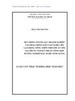 Huy động nguồn lực doanh nghiệp vào hoạt động đào tạo nghề cho lao động nông thôn theo đề án 1956 tại trung tâm kỹ thuật tổng hợp hướng nghiệp dạy nghề ninh giang​ 