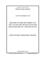 Biện pháp cải thiện môi trường làm việc của giáo viên tiểu học ở vùng khó khăn huyện đồng hỷ   tỉnh thái nguyên​ 