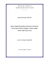 Luận văn Thạc sĩ Kinh tế: Hoàn thiện hệ thống xếp hạng tín dụng Ngân hàng Nông nghiệp và Phát triển Nông thôn Việt Nam