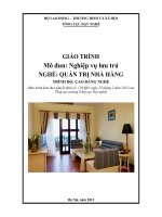 Giáo trình Nghiệp vụ lưu trú (Nghề: Quản trị nhà hàng)