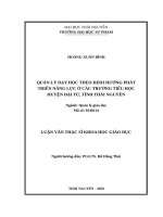 Quản lý dạy học theo định hướng phát triển năng lực ở các trường tiểu học huyện đại từ, tỉnh thái nguyên​ 