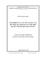 Ảnh hưởng của các yếu tố đầu vào đến hiệu quả kinh tế cây chè trên địa bàn thành phố thái nguyên 