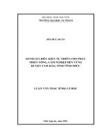 Đánh giá điều kiện tự nhiên cho phát triển nông, lâm nghiệp bền vững huyện tam đảo, tỉnh vĩnh phúc 