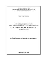 Quản lý dạy học môn toán theo chương trình giáo dục phổ thông mới ở các trường tiểu học huyện 