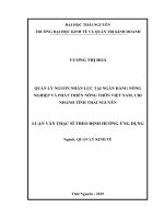 Luận văn thạc sĩ quản lý nguồn nhân lực tại ngân hàng nông nghiệp và phát triển nông thôn việt nam, chi nhánh tỉnh thái nguyên​ 