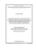 Luận văn thạc sĩ kiểm soát chi đầu tư xây dựng cơ bản từ nguồn chương trình mục tiêu quốc gia xây dựng nông thôn mới qua kho bạc nhà nước bạch thông, tỉnh bắc kạn​ 