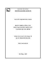 Tóm tắt Luận văn Thạc sĩ Quản trị kinh doanh: Hoàn thiện công tác đào tạo nguồn nhân lực tại BQB