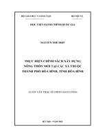 Thực hiện chính sách xây dựng nông thôn mới tại các xã thuộc thành phố hòa bình, tỉnh hòa bình (LUẬN văn THẠC sĩ CHÍNH SÁCH CÔNG) 