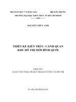 Tóm tắt Luận văn Thạc sĩ Quy hoạch vùng và đô thị: Thiết kế Kiến trúc- Cảnh quan khu đô thị mới Bình Quới