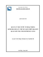 Quản lý nhà nước về hoạt động kinh doanh lưu trú du lịch trên địa bàn quận sơn trà thành phố đà nẵng 