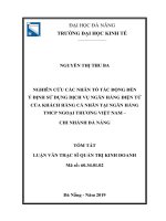 Tóm tắt Luận văn Thạc sĩ Quản trị kinh doanh: Nghiên cứu các nhân tố tác động đến ý định sử dụng dịch vụ ngân hàng điện tử của khách hàng cá nhân tại Ngân hàng TMCP Ngoại thương