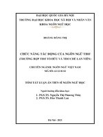 Tóm tắt Luận án Tiến sĩ Ngôn ngữ học: Chức năng tác động của ngôn ngữ thơ (Trường hợp thơ Tố Hữu, thơ Chế Lan Viên)