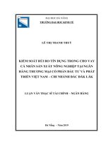 Kiểm soát rủi ro tín dụng trong cho vay cá nhân sản xuất nông nghiệp tại ngân hàng TMCP đầu tư và phát triển việt nam chi nhánh bắc đăk lăk 