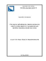 Ứng dụng mô hình ipa trong đánh giá chất lượng dịch vụ tại khách sạn mường thanh luxury đà nẵng 