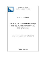 Quản lý nhà nước về nông nghiệp trên địa bàn thành phố tam kỳ, tỉnh quảng nam 