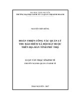 Luận văn thạc sĩ hoàn thiện công tác quản lý thu bảo hiểm xã hội bắt buộc trên địa bàn tỉnh phú thọ nguyễn tiến dũng 