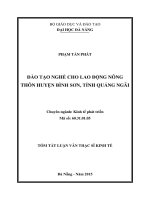 Tóm tắt Luận văn Thạc sĩ Kinh tế phát triển: Đào tạo nghề cho lao động nông thôn huyện Bình Sơn, tỉnh Quảng Ngãi
