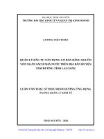 Luận văn thạc sĩ quản lý đầu tư xây dựng cơ bản bằng nguồn vốn ngân sách nhà nước trên địa bàn huyện tam đường tỉnh lai châu​ 