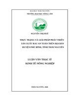 Luận văn thạc sĩ thực trạng và giải pháp phát triển sản xuất rau an toàn trên địa bàn huyện phú bình tỉnh thái nguyên 