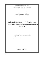 (Luận văn thạc sĩ) chính sách giải quyết việc làm cho thanh niên nông thôn trên địa bàn tỉnh nghệ an 