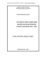 Luận văn thạc sĩ xây dựng nông thôn mới huyện quản bạ, tỉnh hà giang 