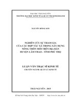 Luận văn thạc sĩ nghiên cứu sự tham gia của các hợp tác xã trong xây dựng nông thôn mới trên địa bàn huyện lâm thao   tỉnh phú thọ​ 