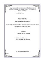 VĂN hóa   từ góc NHÌN văn hóa NGHĨ về gốc SINH MỆNH CON NGƯỜI 