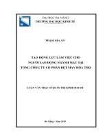 Tạo động lực làm việc cho người lao động ngành may tại tổng công ty cổ phần dệt may hòa thọ 
