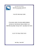 Ứng dụng thẻ cân bằng điểm trong đánh giá thành quả hoạt động tại trường đại học ngoại ngữ đại học đà nẵng 