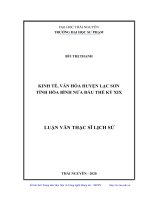 Luận văn thạc sĩ kinh tế, văn hóa huyện lạc sơn tỉnh hòa bình nửa đầu thế kỷ XIX 