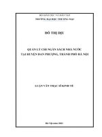 Luận văn thạc sĩ quản lý chi ngân sách nhà nước tại huyện đan phượng, thành phố hà nội 