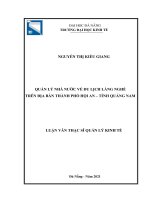 Quản lý nhà nước về du lịch làng nghề trên địa bàn thành phố hội an, tỉnh quảng nam 
