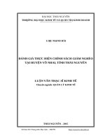Luận văn thạc sĩ đánh giá thực hiện chính sách giảm nghèo tại huyện võ nhai, tỉnh thái nguyên 