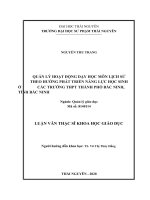 Luận văn thạc sĩ quản lý hoạt động dạy học môn lịch sử theo hướng phát triển năng lực học sinh ở các trường THPT thành phố bắc ninh, tỉnh bắc ninh​ 