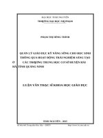 Luận văn thạc sĩ quản lý giáo dục kĩ năng sống cho học sinh thông qua hoạt động trải nghiệm sáng tạo ở các trường trung học cơ sở huyện hải hà, tỉnh quảng ninh​ 